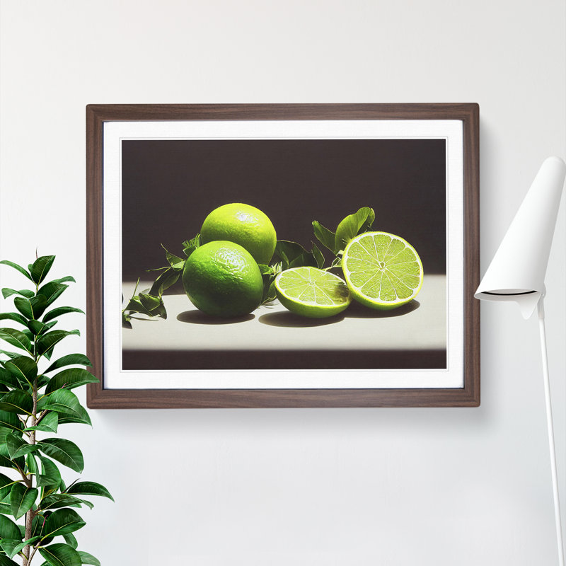 Sliced Lime Fruit - Framed Print, 25cm H x 34cm W x 2cm D, Walnut