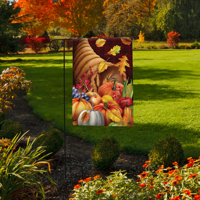 Automne Bounty Cornucopia Holiday Garden Flag, Automne orange/jaune/rouge 2