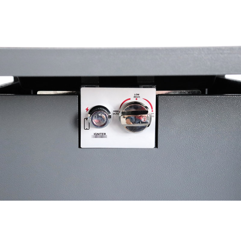 Table de foyer d'extérieur 25 po x 30 po avec couvercle, acier inoxydable, acier