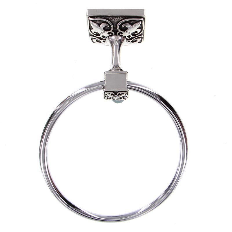 Fleur de Lis Towel Ring, Antique Silver