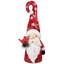 Décoration de Noël gnome en chapeau lumineux tenant un cardinal - 20 po - lumières DEL blanc chaud