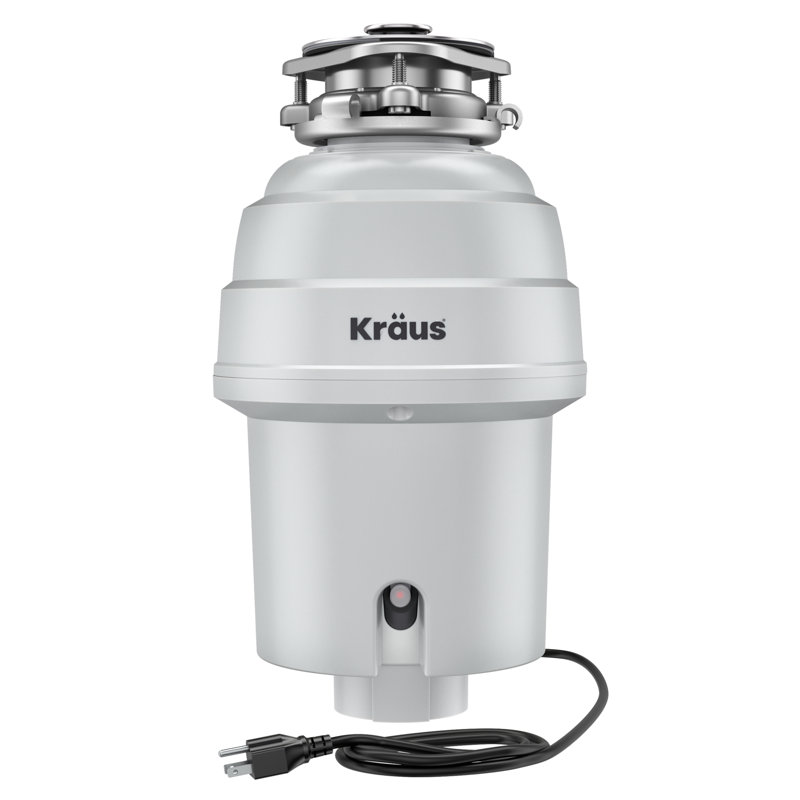 Broyeur à déchets à alimentation continue KRAUS Wasteguard avec moteur ultra-silencieux pour évier de cuisine avec cordon d'alimentation et bride inclus