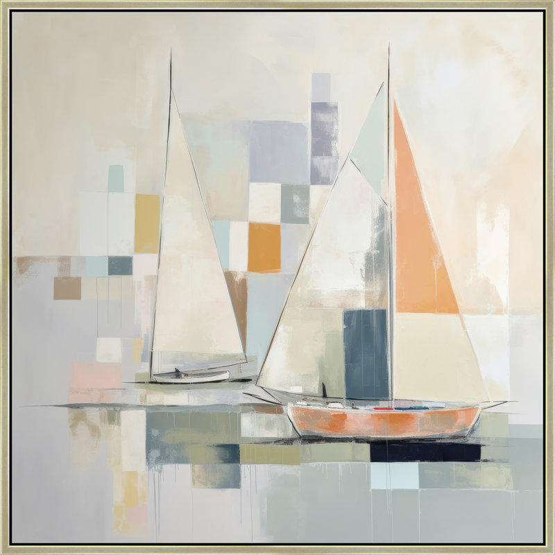 Pastel Regatta 1, H 38 po x l 38 po, Doré