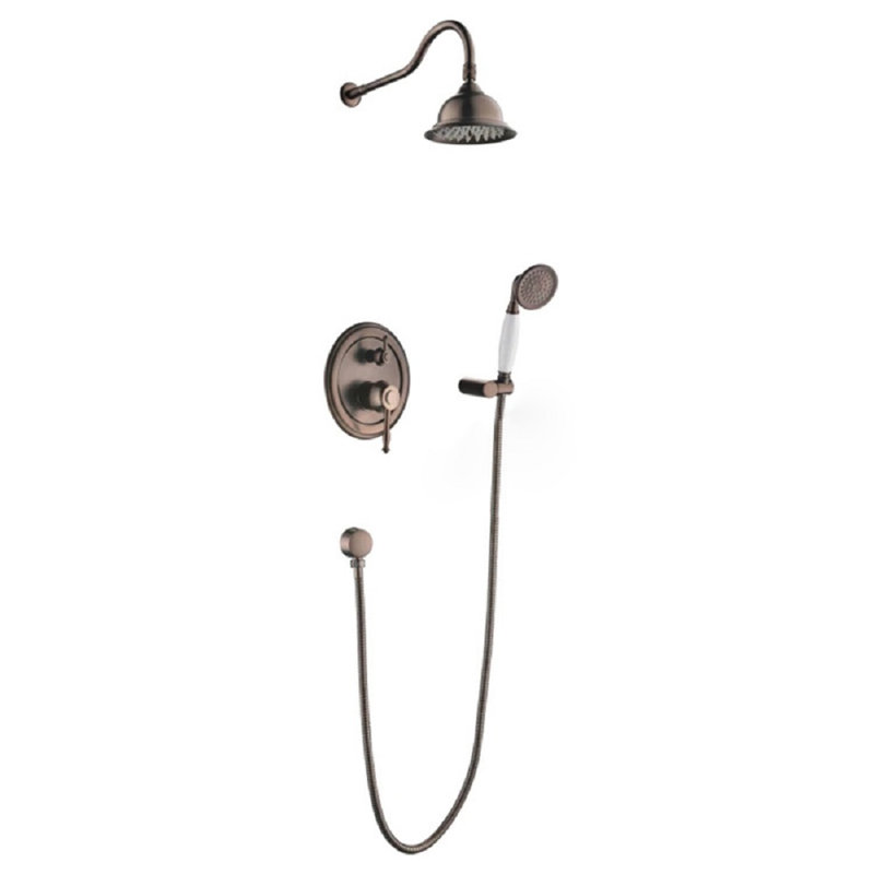 Ensemble de douche à pluie en laiton antique 8 pièces Timeless Luxury: Napoli, Brun
