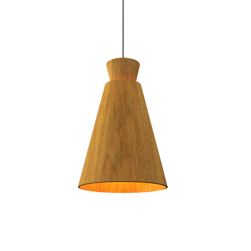Luminaire suspendu simple à 1 lumière Conical, Louro Freijó