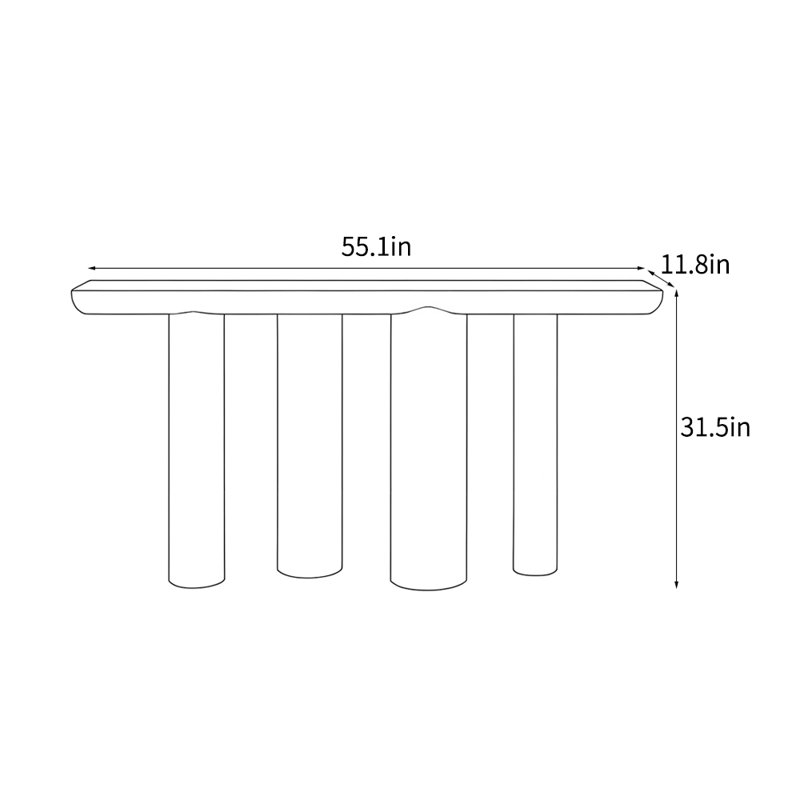 Console rectangulaire moderne et minimaliste, H 31,5 po x l 55,1 po x P 11,8 po, Brun