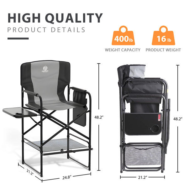 Coastrail Outdoor Tall Director Chair Folding Camping Chair with Footrest  Makeup Artist Chair Bar Height With Table & Reviews