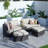 Toni 5-Piece Outdoor Wicker Aluminum Convertible Chaise Lounge with Cushions and Table-1091316504-1105009242