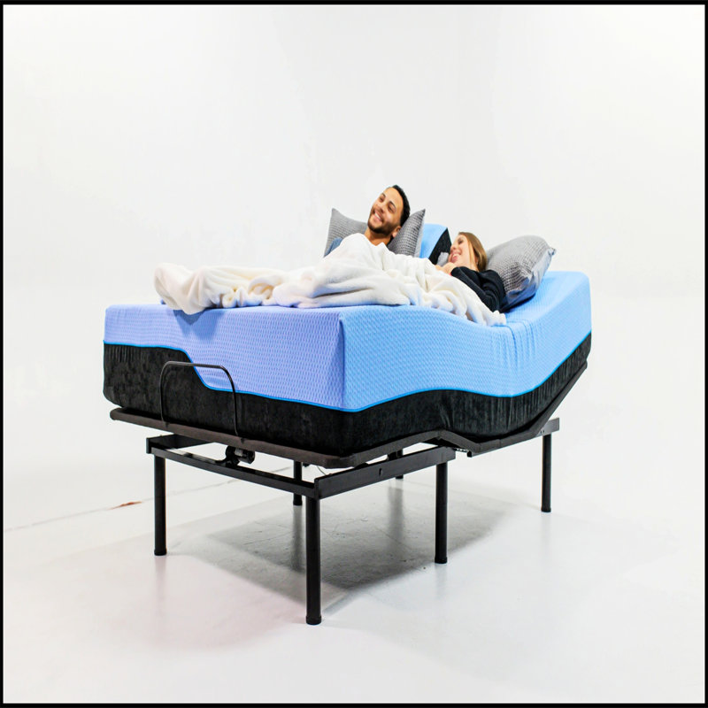 12 Inch Flex Head Memory Foam Hybrid Mattress And Adjustable Base Bundle, Queen