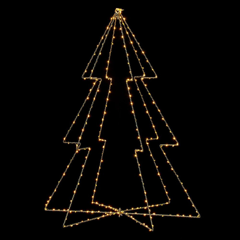 Warm White Twinkle LED Tree Steel Wire Silhouette Light., 30" H x 30" W x 30" D, 300