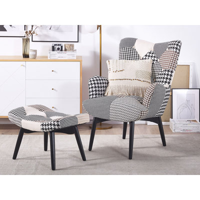 Vejle Upholstered Wingback Chair With Footstool