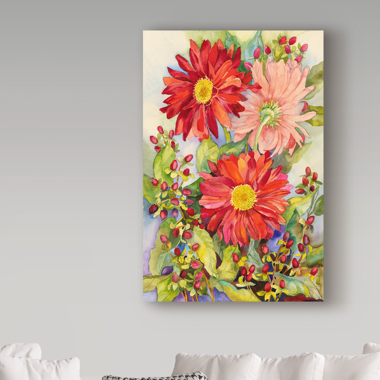 Latitude Run 'Clay Flowers' Acrylic Painting Print on Wrapped Canvas, Yellow