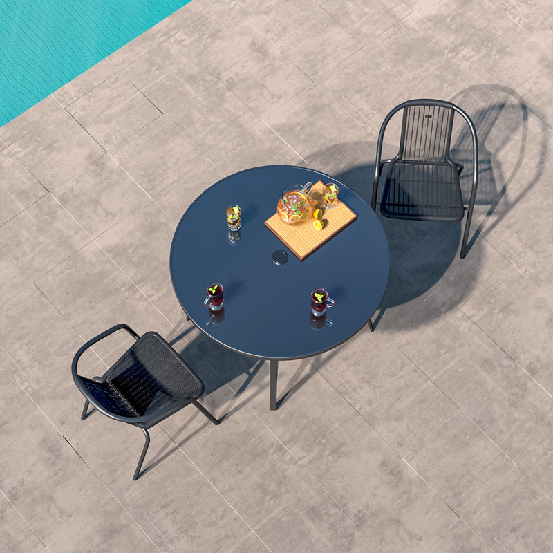 Abrion 2 - Person Patio Dining Set with Round Table, Black