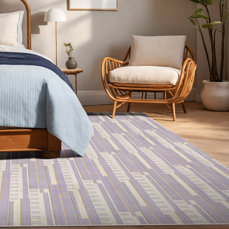 Tapis à motif géométrique antidérapant Leokadja, Rectangle 6 pi x 9 pi