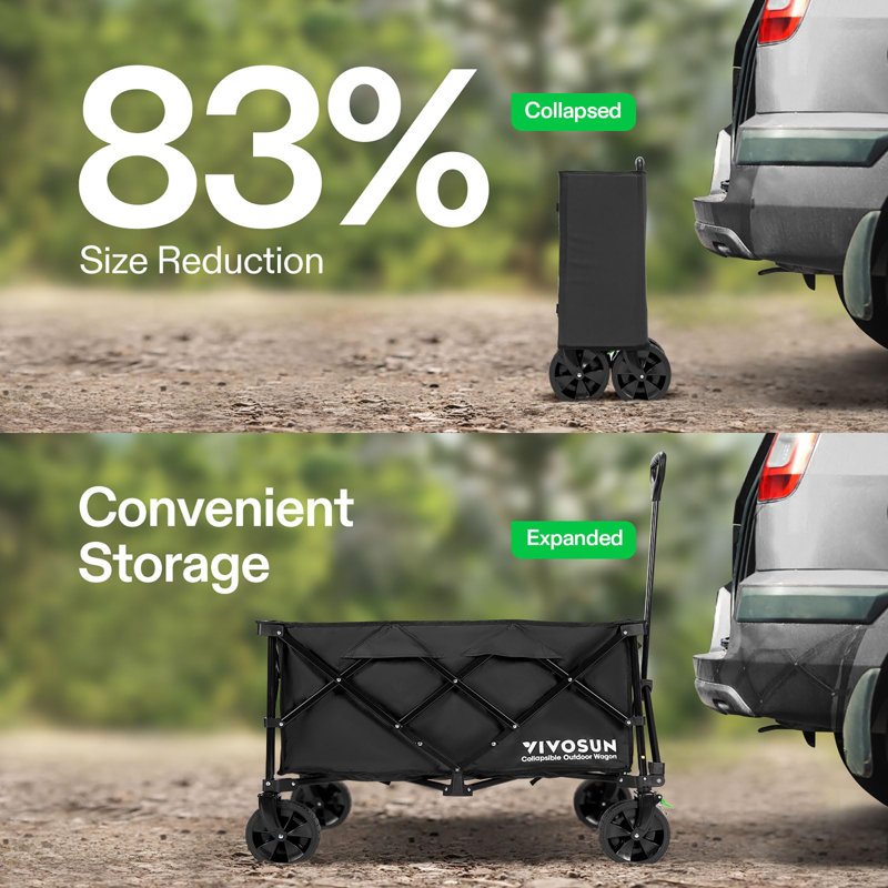 Collapsible Folding Wagon with 350 lb Capacity, Black