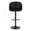 Tabouret de bar réglable en métal et similicuir noir avec repose-pieds arrondi en T - ensemble de 2-750205779