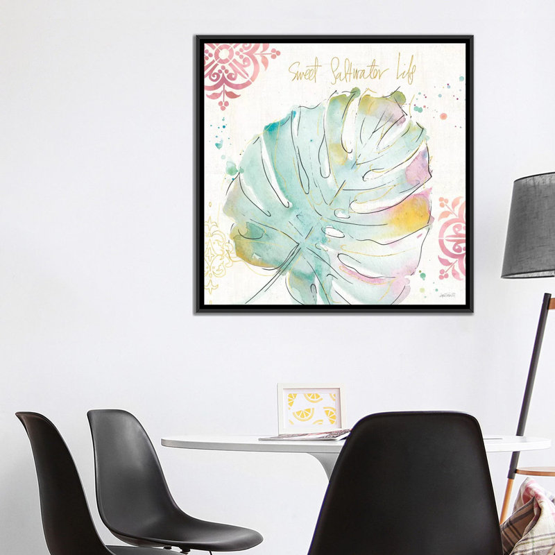 «Palm Passion IV», reproduction d'art sur toile tendue, H 18 po x l 18 po x P 1,5 po, Toile avec cadre noir, Pas de tapis