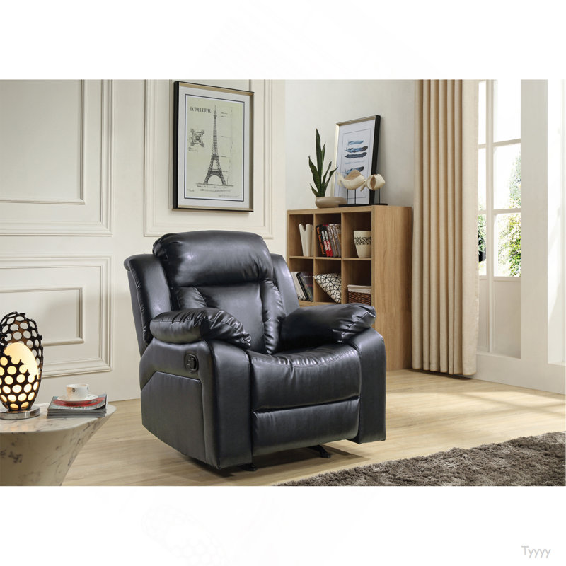 Elegant Padded Arm Recliner In Black, Black