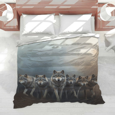 Wolf Pack In Fog Comforter
