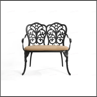 Elegant Cast Aluminium Outdoor Bench With Comfortable Cushion, Perfect For Decks And Gardens