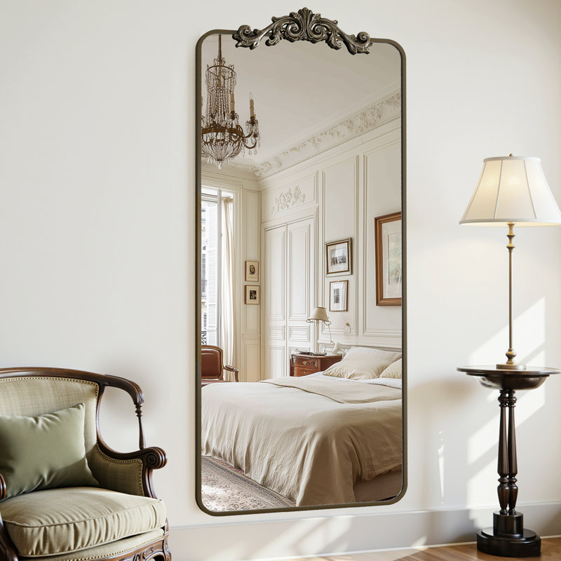 Retro engraved full-length mirror, Bronze, 71"×28"