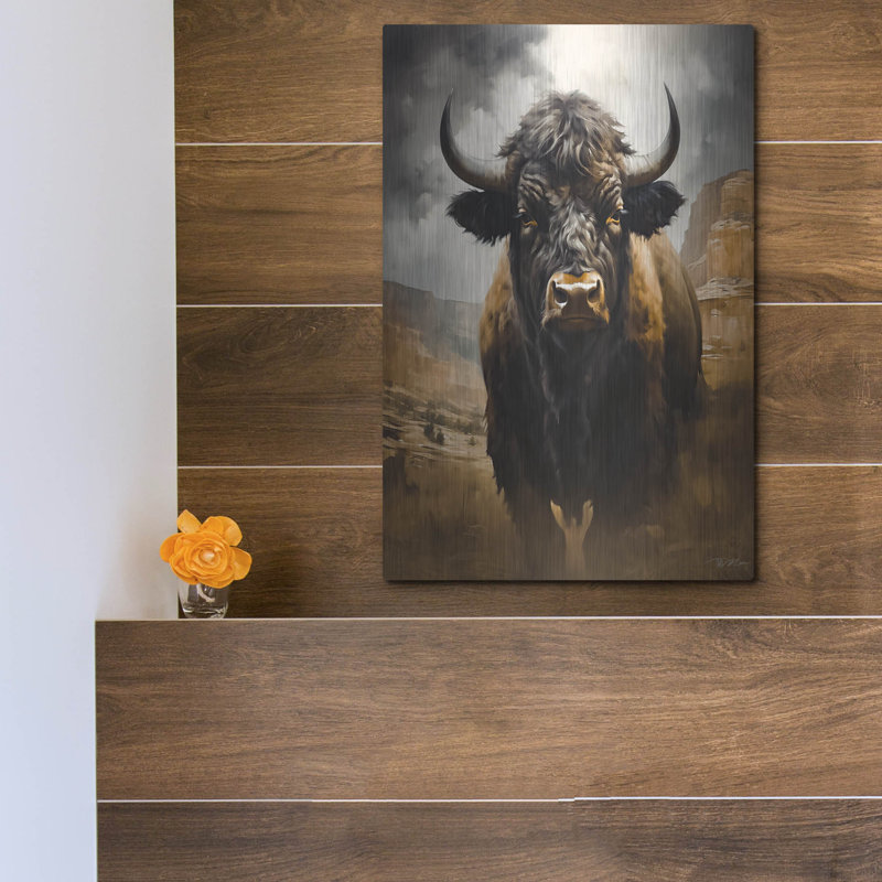«Buffalo» par Momart, art mural en métal, H 16 po x l 12 po