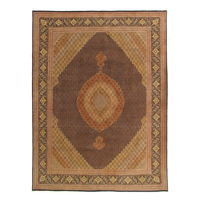 Genuine Tabriz Fish Design Silk & Wool Pile Rug 10'X 13'