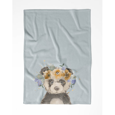 Panda Yellow Velveteen Fleece Blanket