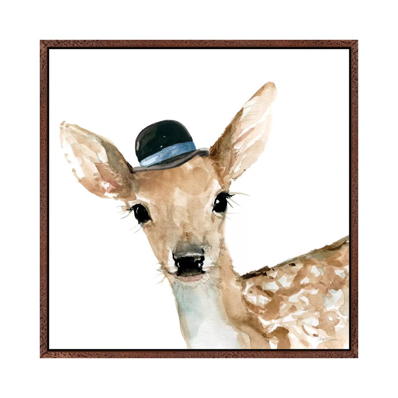 Deer by Carol Robinson - Painting on Canvas, Classic Brown Wood Framed Canvas, 93.98 cm H x 93.98 cm W