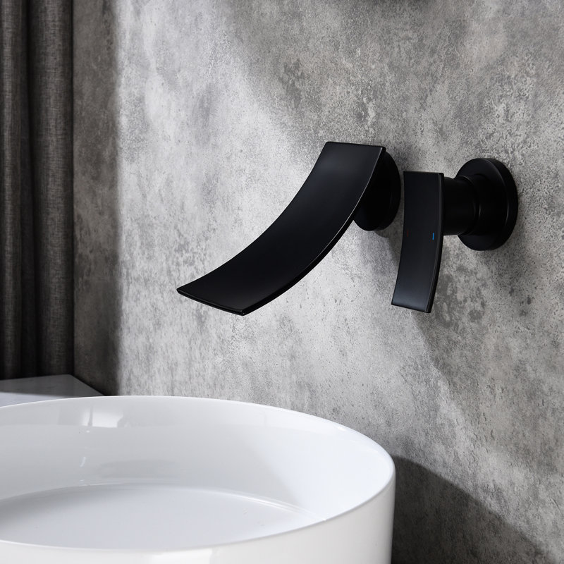 Robinet de salle de bain noir mat, fixation murale à large bec, contrôle facile de la température et du débit, idéal pour un robinet de baignoire, robinet d'aspect, contrôle précis du débit d'eau, adapté