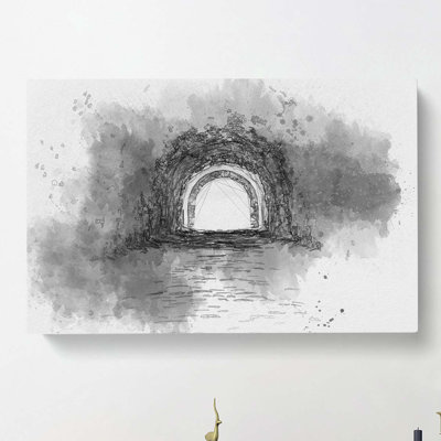 Brick Tunnel in Abstract - Wrapped Canvas