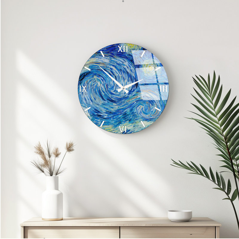 Horloge murale élégante en verre, 15,7 pouces de diamètre | 100% verre avec une épaisseur de 0,16 pouce | Design moderne pour le salon, le bureau et la décoration intérieure | Horloge élégante pour tout mur
