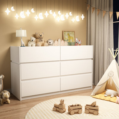 6 Drawer Dresser With Charging Station & LED Light, 47.2" W by Ebern Designs