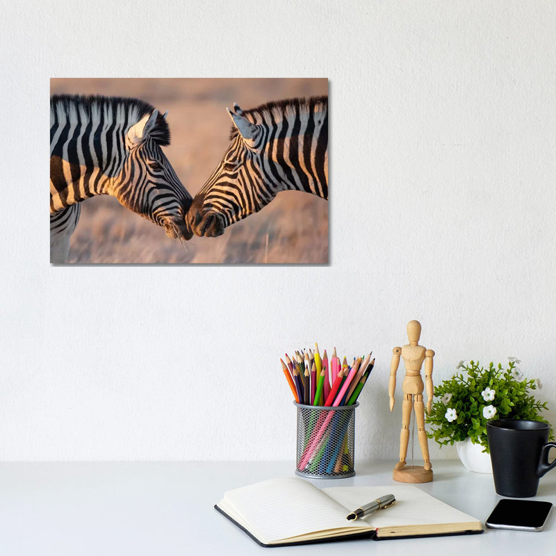 Zebra Kiss by Mogens Trolle - Wrapped Canvas Gallery-Wrapped Canvas Giclée, 20.32 cm H x 30.48 cm W