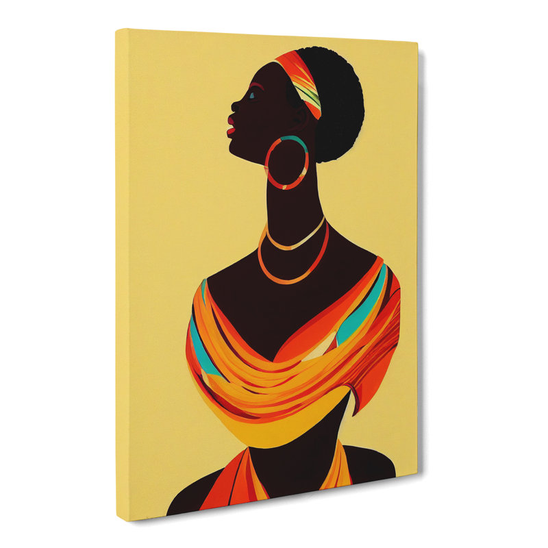 African Woman Retro - Wrapped Canvas, 50cm H x 35cm W x 3cm D