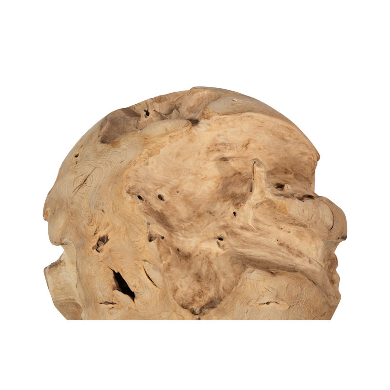 Grande sculpture boule en bois de teck