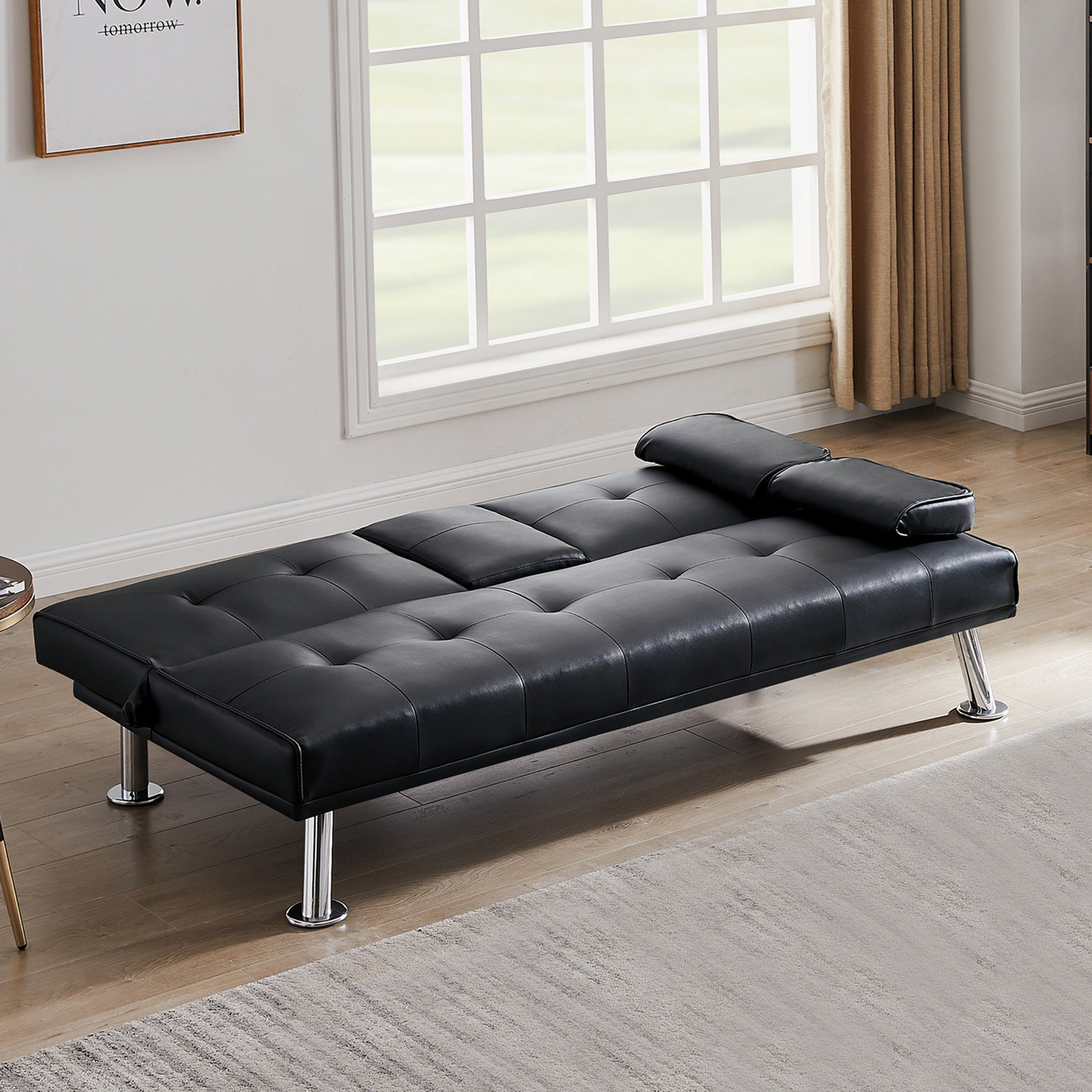 Ebern Designs Kathia 65.75'' Faux Leather Sleeper Sofa | Wayfair