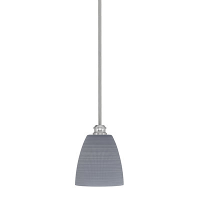 Edge Stem Hung Mini Pendant With 8" Gray Matrix Glass
