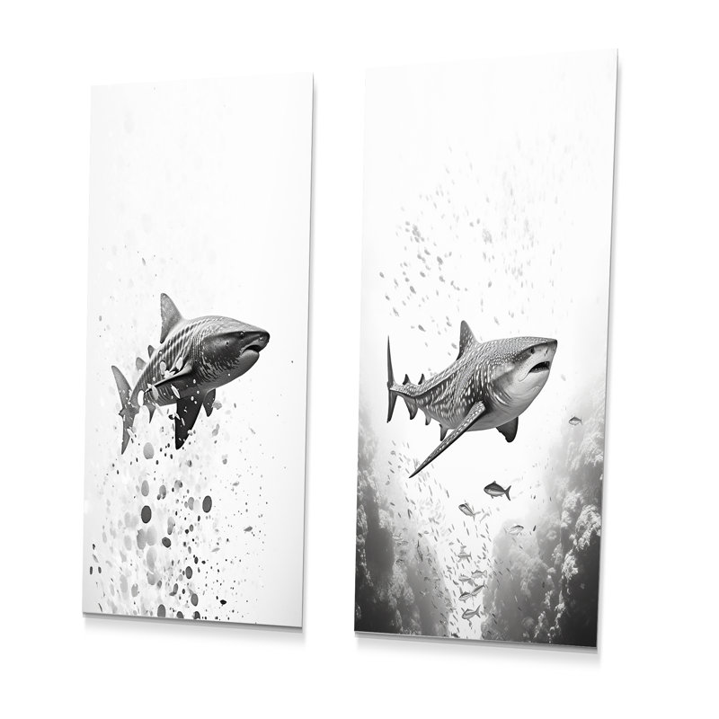 Ensemble de 2 décorations murales Shark Dance - Shark, H 28 po x l 24 po