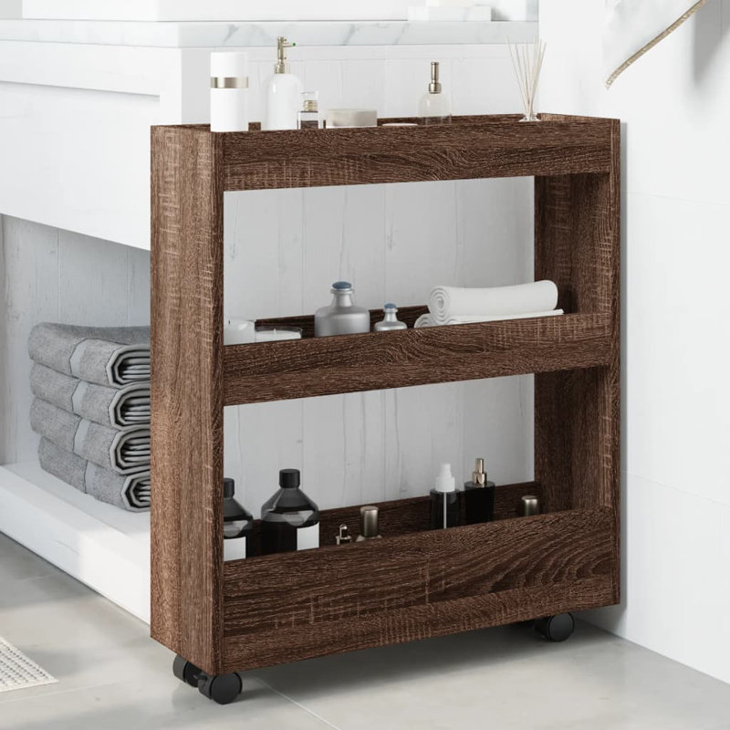 Storage Serving Cart, Brown Oak