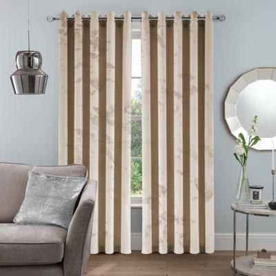 Safia 100% Crushed Velvet Eyelet Sheer Window Curtains