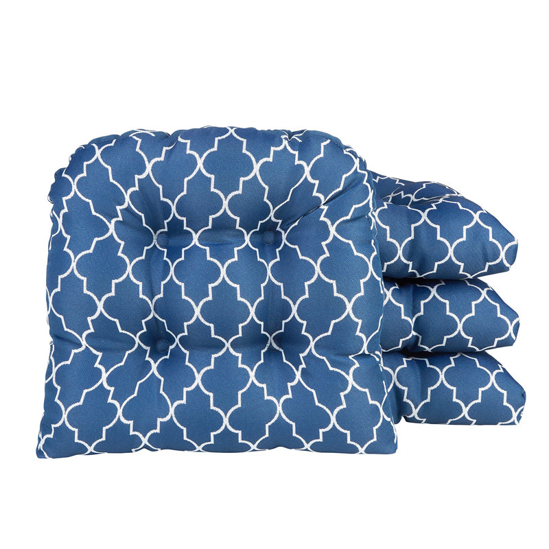 Non-Slip Dining Room And Kitchen Seat Cushions, 15 X 15 X 3 Inches, Set of 4, Blue