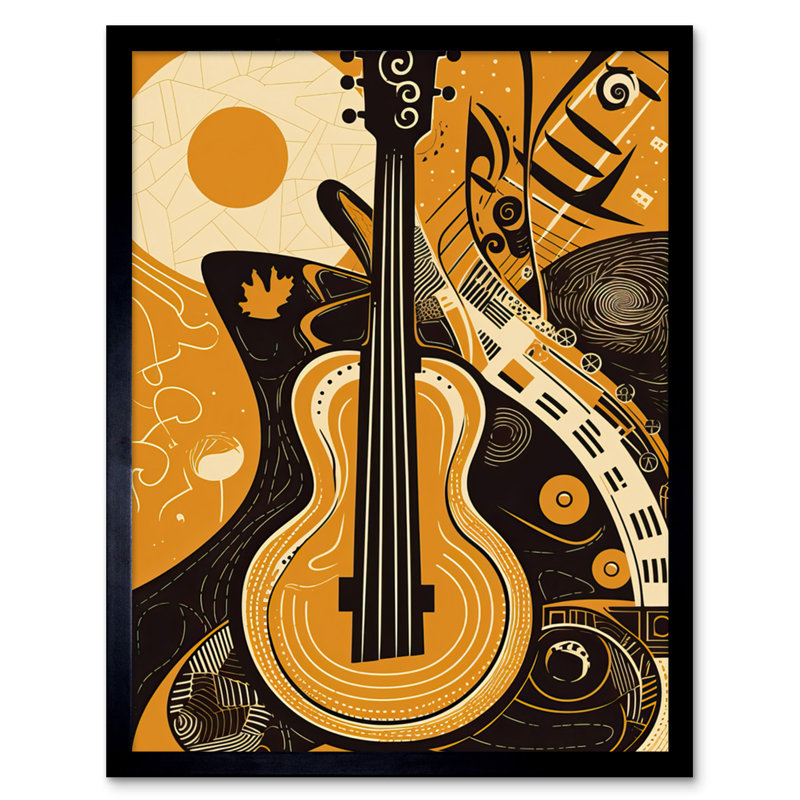 Abstract Guitar Music 1 Piece Single Picture Frame Wall Art