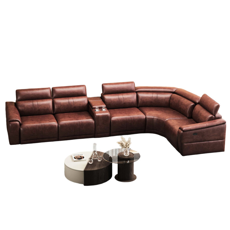 Upholstered 29.75 " Leather Power Reclining Sectional