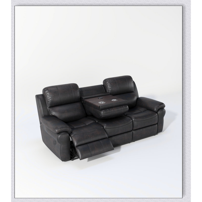 Jayshon 83'' Faux Leather Reclining Sofa, Espresso