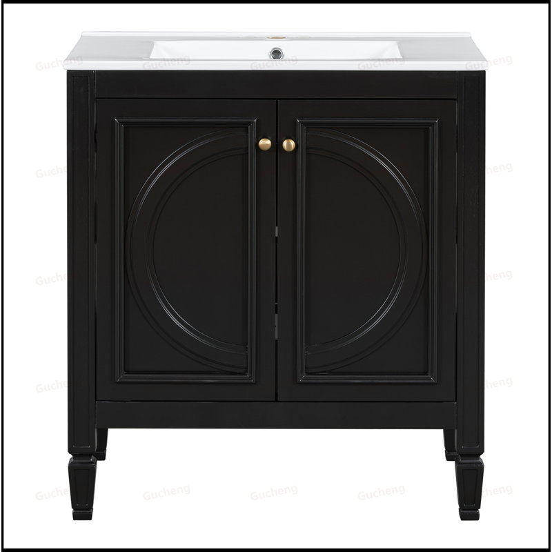 Meuble-lavabo 30 po avec lavabo et tablette, Black