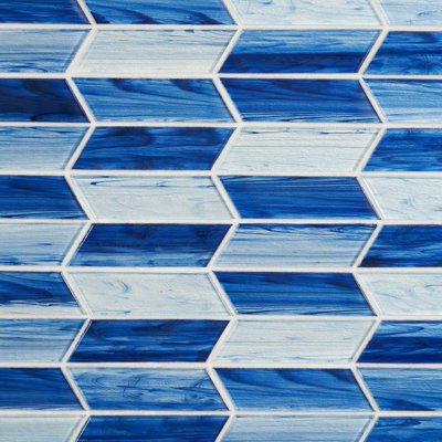 Maya 2x7 Chevron Polished Glass Mosaic Tile