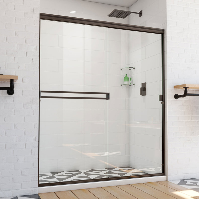 DreamLine Alliance Pro BG 56-60 in. W x 70 3/8 in. H Semi-Frameless Sliding Shower Door, Bronze