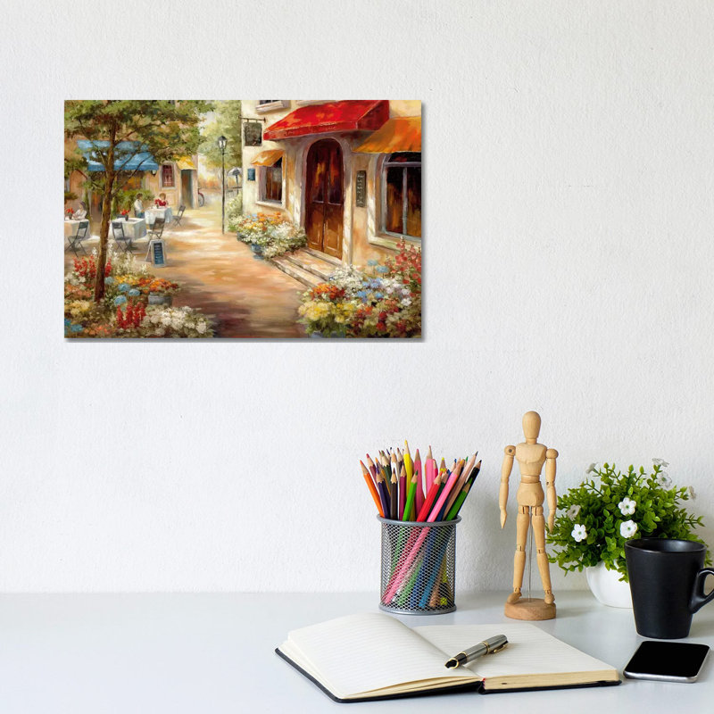 "Café afternoon III" par Nan, reproduction d’art, H 8 po x l 12 po x P 0,75 po, Toile tendue, Pas de tapis