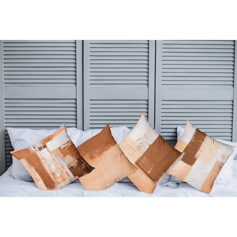 Reversible Pillow Cover, 16" H x 16" W, Peach Caramel / Dark Rust